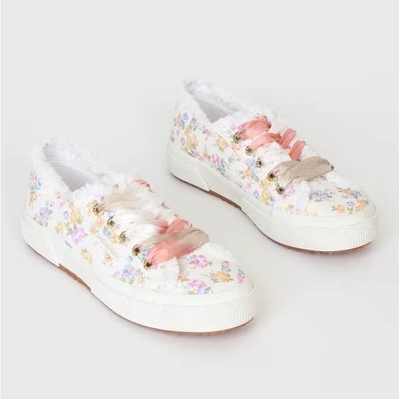 LoveShackFancy x Superga Pink Multi Florla Sneakers (w blue laces only) - Picture 1 of 7